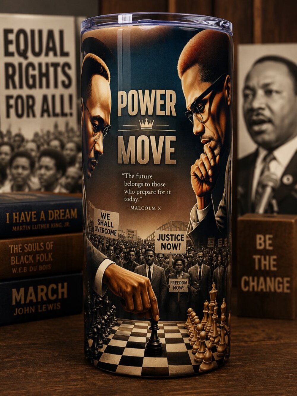 Power Move Graphic Chess 20 Oz Tumbler- Blue & Tan Gradient